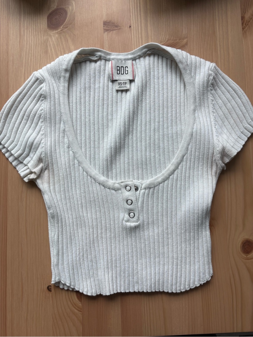 BDG Cream Ribbed Crop Top